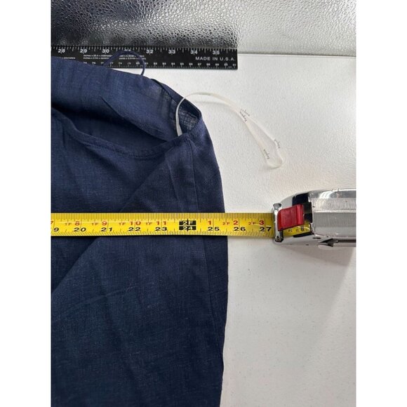 Navy Blue Hayden Sleeveless Button Front Top 3XL Womens Linen Blend Lightweight - Picture 5 of 6